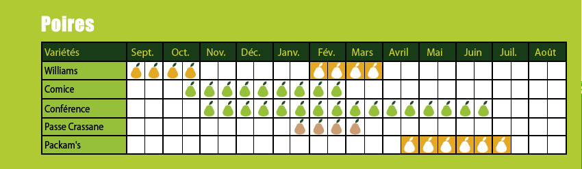 calendrier variétal poire